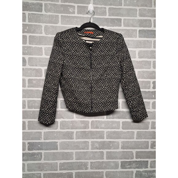 Alice & Olivia Womens Chettah Print White and Black Crop Jacket Size Small - Picture 1 of 9